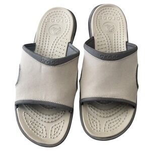 Crocs Men's Size 13 Yukon Vista II Canvas Slide Sandals Brown Comfort Slip-On